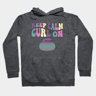 Groovy Retro Curling Sport Design - Keep Calm Curl On Hoodie